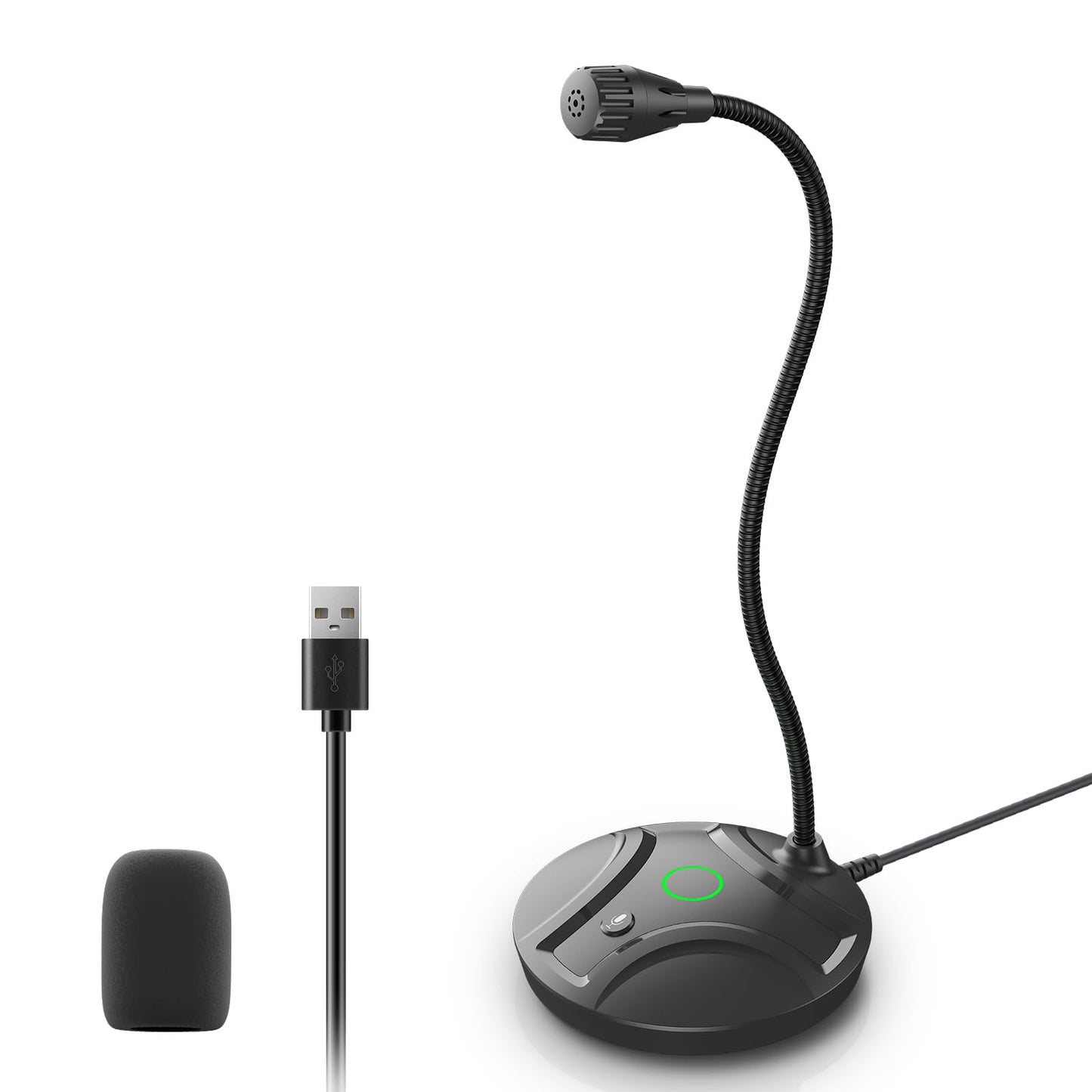 CMOCIIY Plug & Play USB Computer Microphone, Flexible Gooseneck & Mute Button LED - Desktop Microphone for Gaming, YouTube, Stre