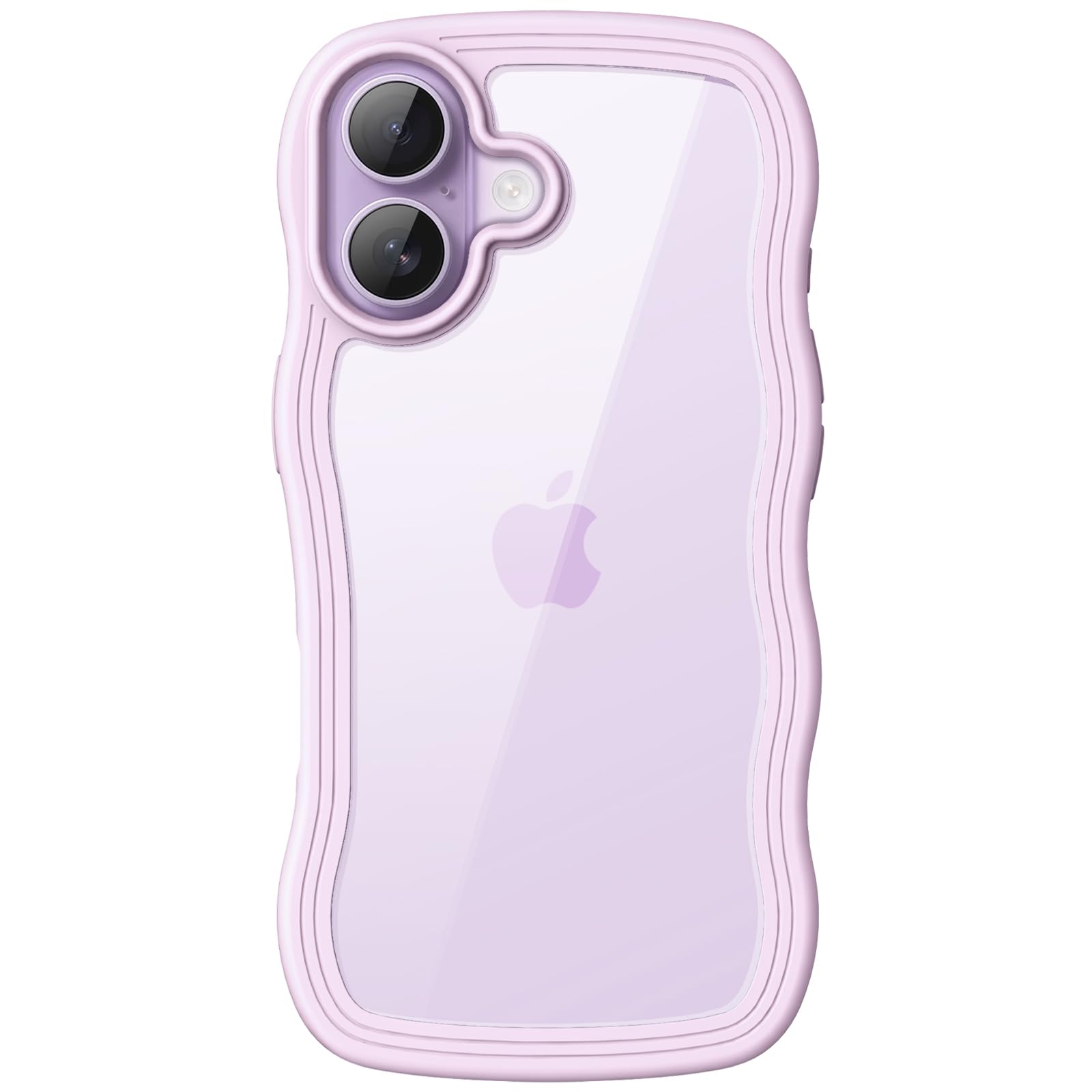 JETech Wavy Case for iPhone 17 6.3-Inch, Cute Wave Frame Curly Shape Shockproof Phone Cover for Women and Girls, Clear Hard PC B