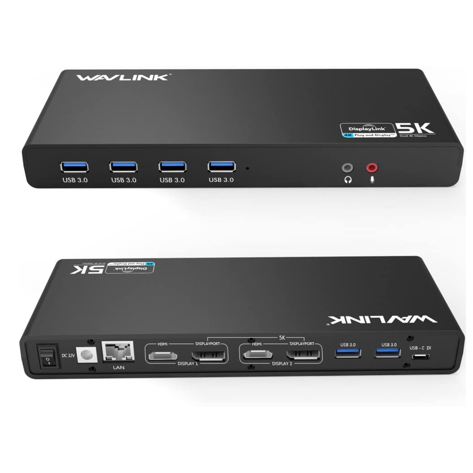WAVLINK USB 3.0 Laptop Docking Station Dual Monitor, Displaylink Dock Mirror & Extend Mode for Windows,MacOS, ChromeOS,Ubuntu 20