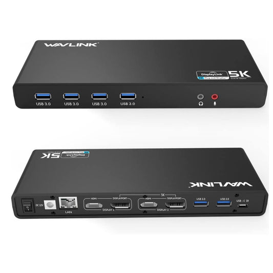 WAVLINK USB 3.0 Laptop Docking Station Dual Monitor, Displaylink Dock Mirror & Extend Mode for Windows,MacOS, ChromeOS,Ubuntu 20