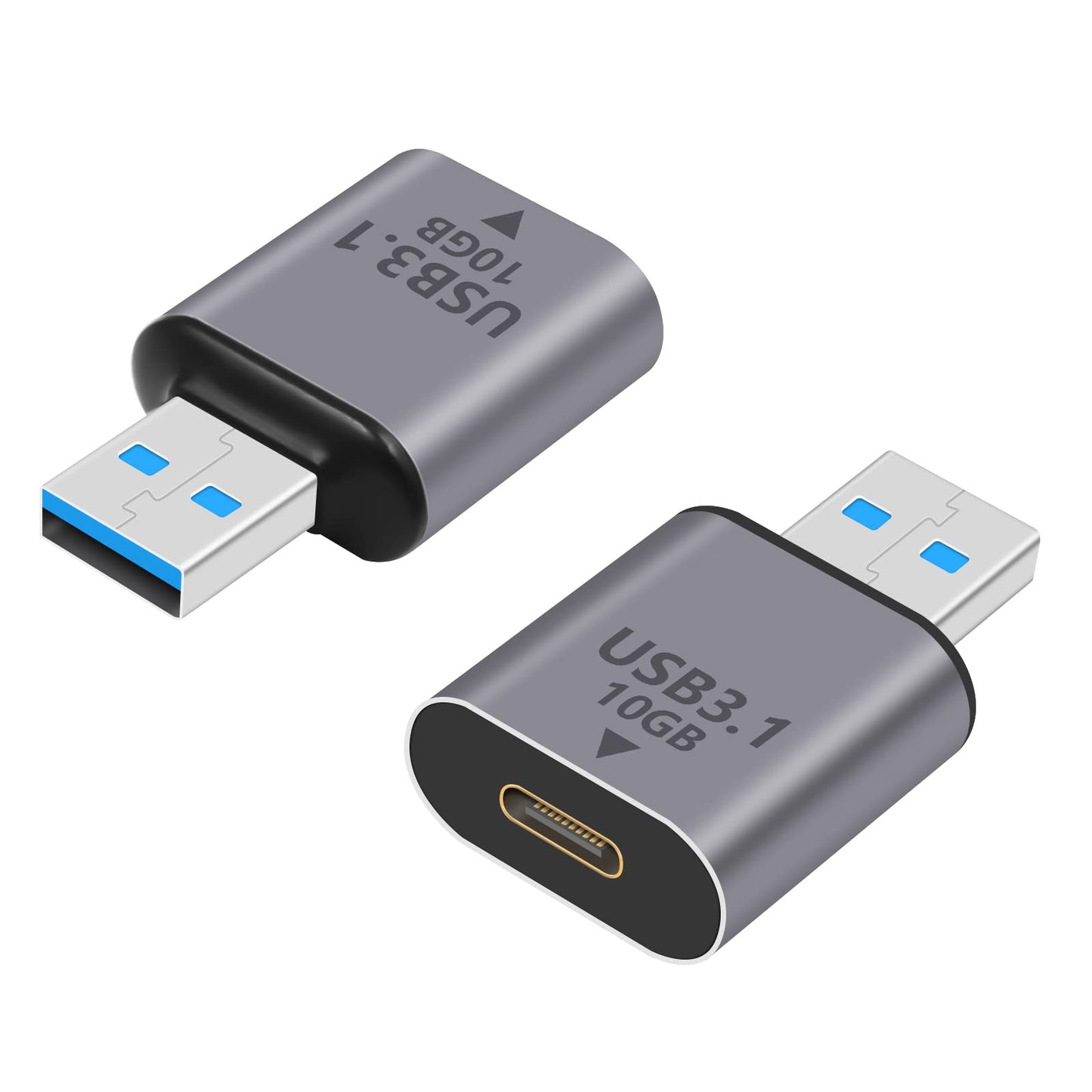 Poyiccot USB C Female to USB Male Adapter (2-Pack), 3.1 USB A to C Adapter OTG Converter Support Bi-Directional 10Gbps Data Sync
