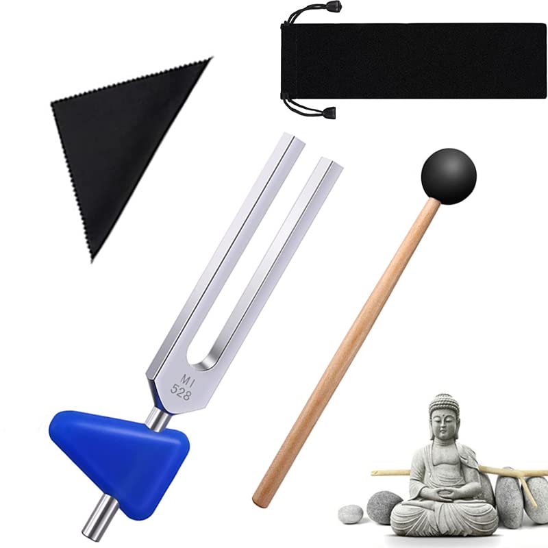 Bysameyee 528 hz Tuning Fork Medical with Taylor Percussion Hammer Mallet, Non-Magnetic Aluminum Alloy Tuning Forks for Sound He