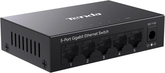 Tenda TEG1005D 5 Port Gigabit Switch, Unmanaged Ethernet Switch, Network Splitter with Traffic Optimization, Plug & Play, Fanles