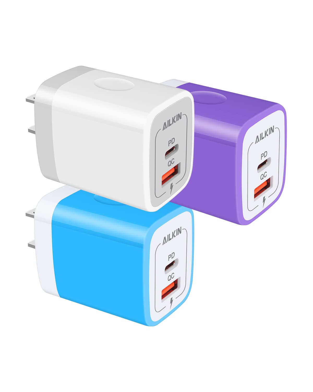 20W PD C Type Power Adapter, Dual-Port USB-C Wall Charger Plug Block Station Type C Box Supper Fast Charging Brick for iPhone, S