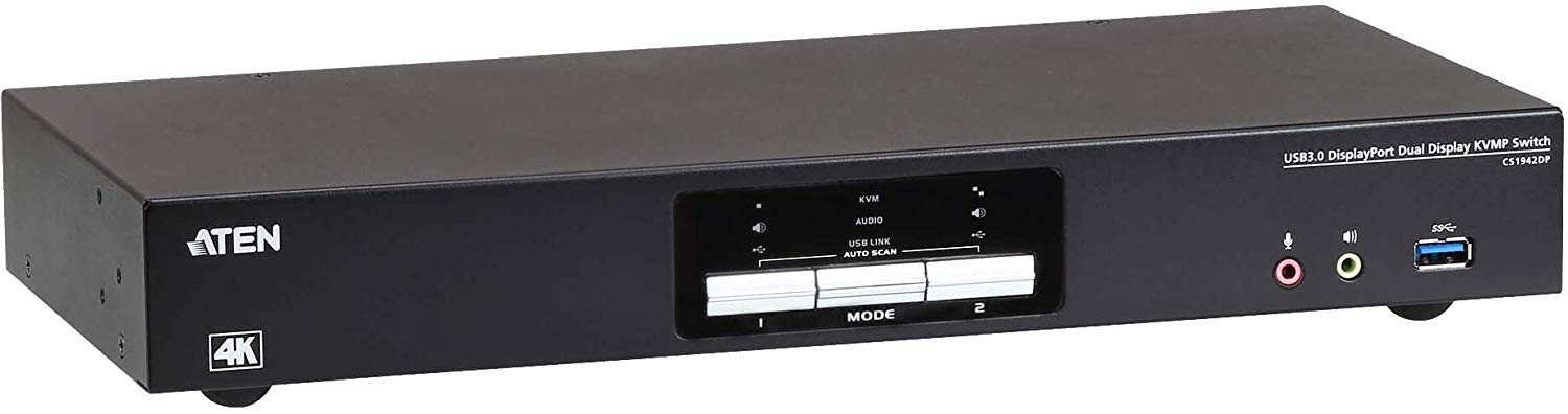 ATEN 2 Port 4K DisplayPort KVM Switch 2 Monitors 2 Computers Dual Monitor KVM Switch, Share USB Peripherals, Independent KVM, US