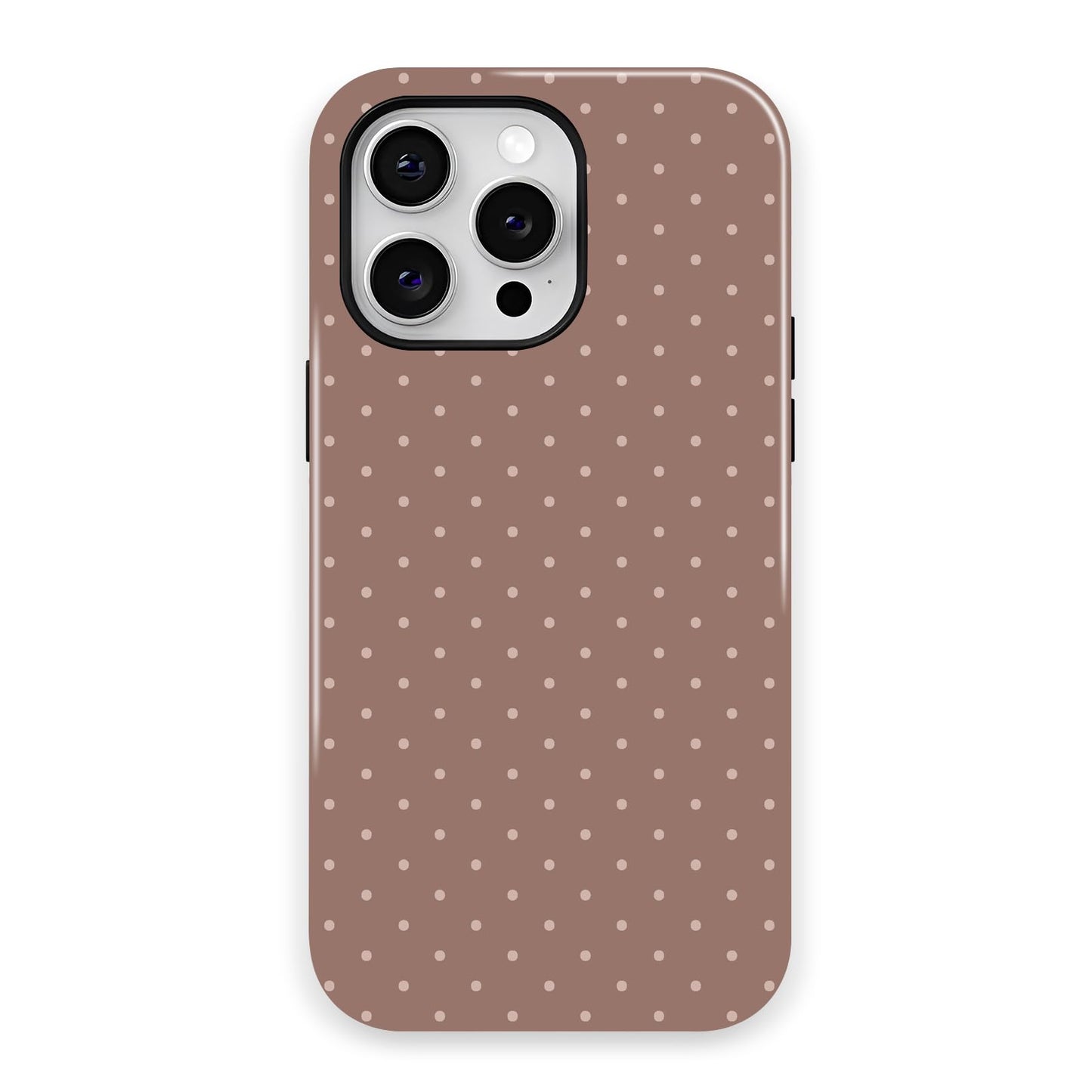 Zilkaifly Trendy Cute Hybrid 2 Layer Brown Polka Dot Phone Case for iPhone 13 Pro,Brown