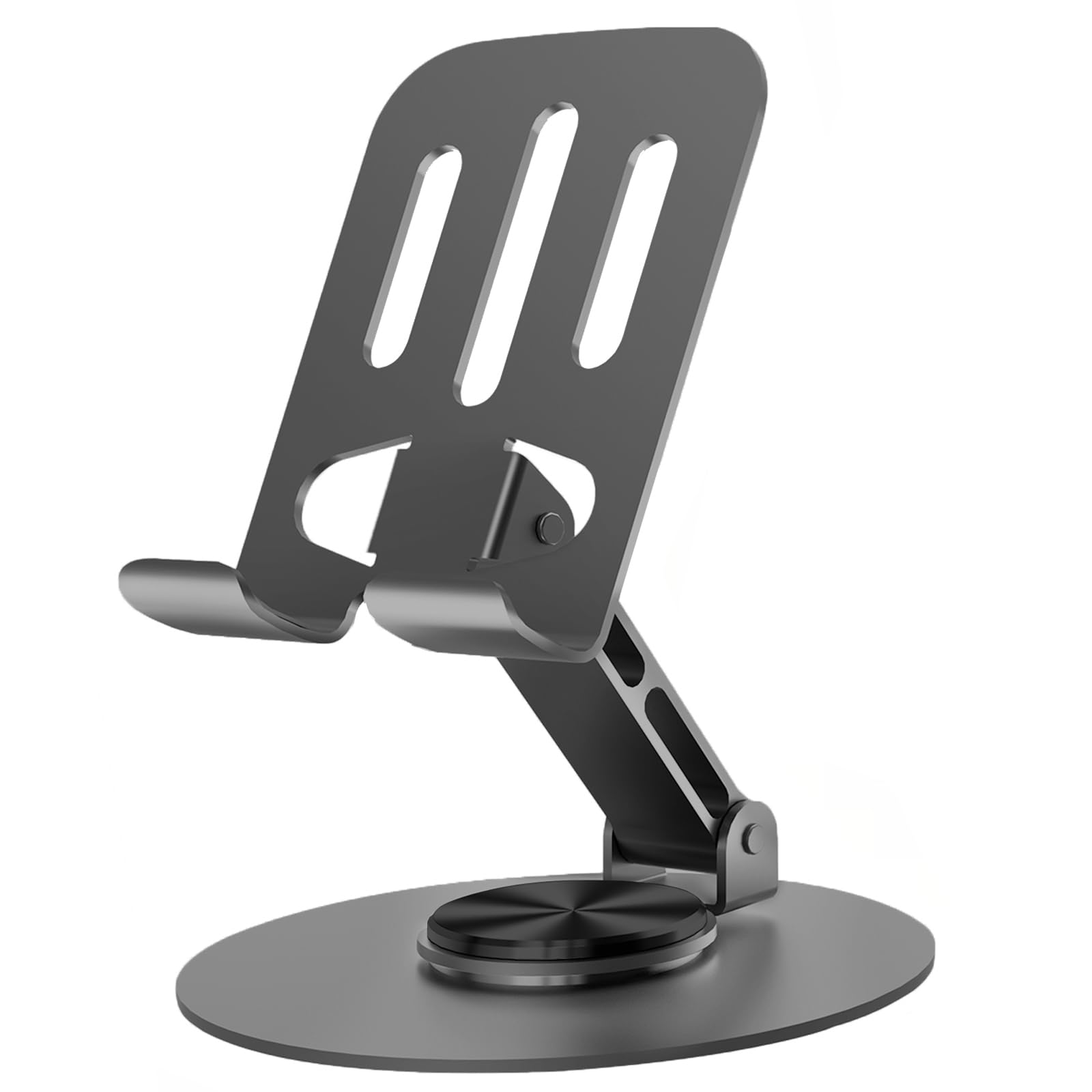 Lusosh Universal Metal Cell Phone Stand, Multi-Angel Adjustable 360 Rotation Non-Slip Metal Phone Stand Compatible with iPhone 1