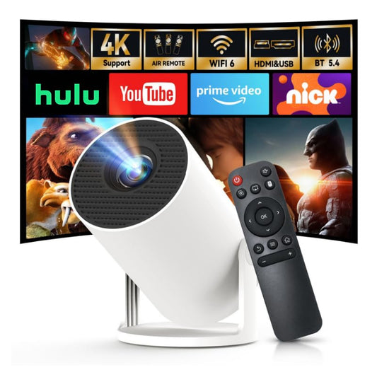 [Built-in Apps & 2025 Upgraded] Mini Projector with Wi-Fi 6 & Bluetooth 5.4, 1080P 4K Support Full HD, Auto Keystone 360 Portabl