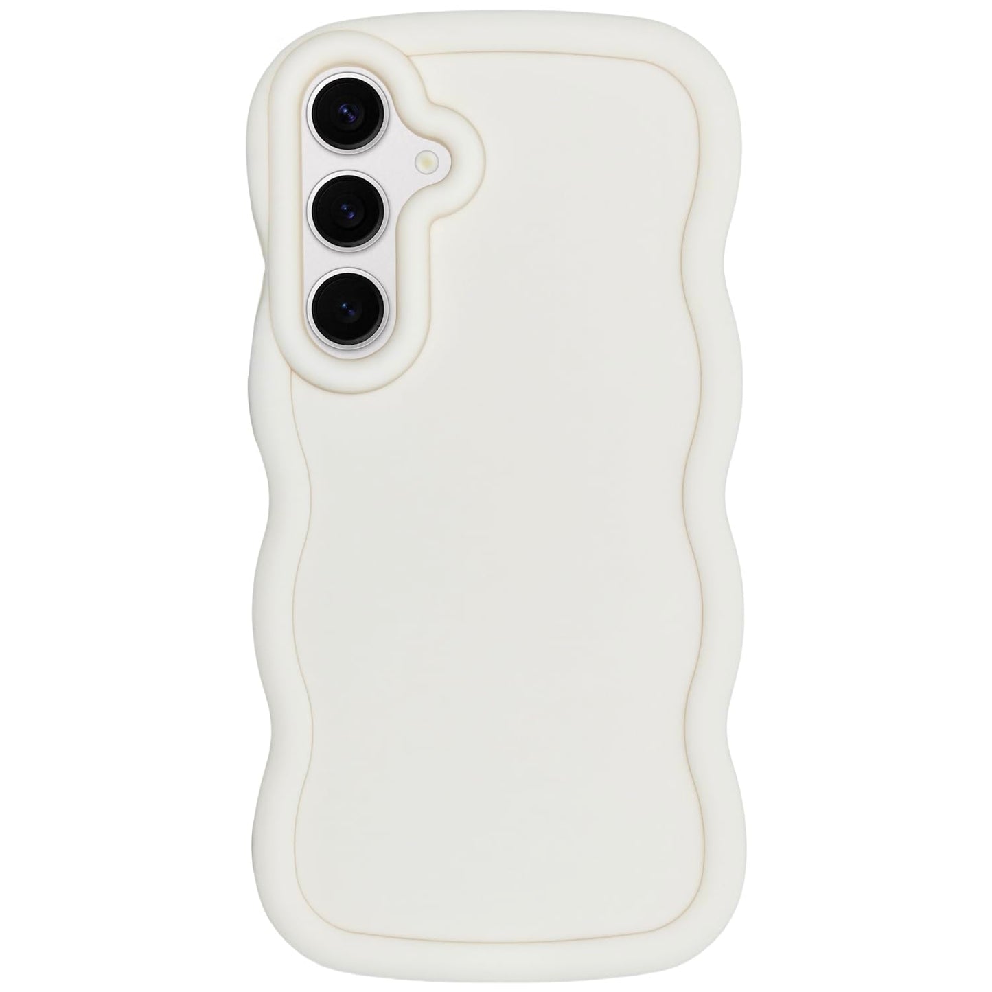 WOGROO Slim Fit Case for Samsung Galaxy A15 5G/4G, Wave Frame, Cute Soft TPU Thin Protective Phone Cover for Women, Creamy White