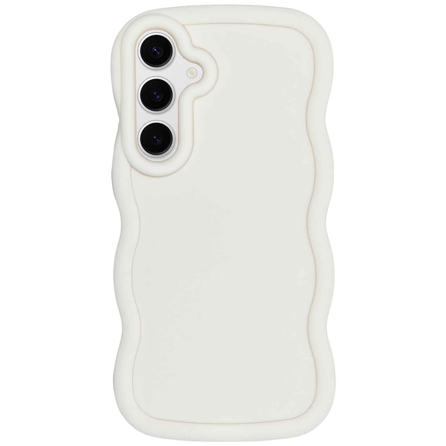 WOGROO Slim Fit Case for Samsung Galaxy A15 5G/4G, Wave Frame, Cute Soft TPU Thin Protective Phone Cover for Women, Creamy White