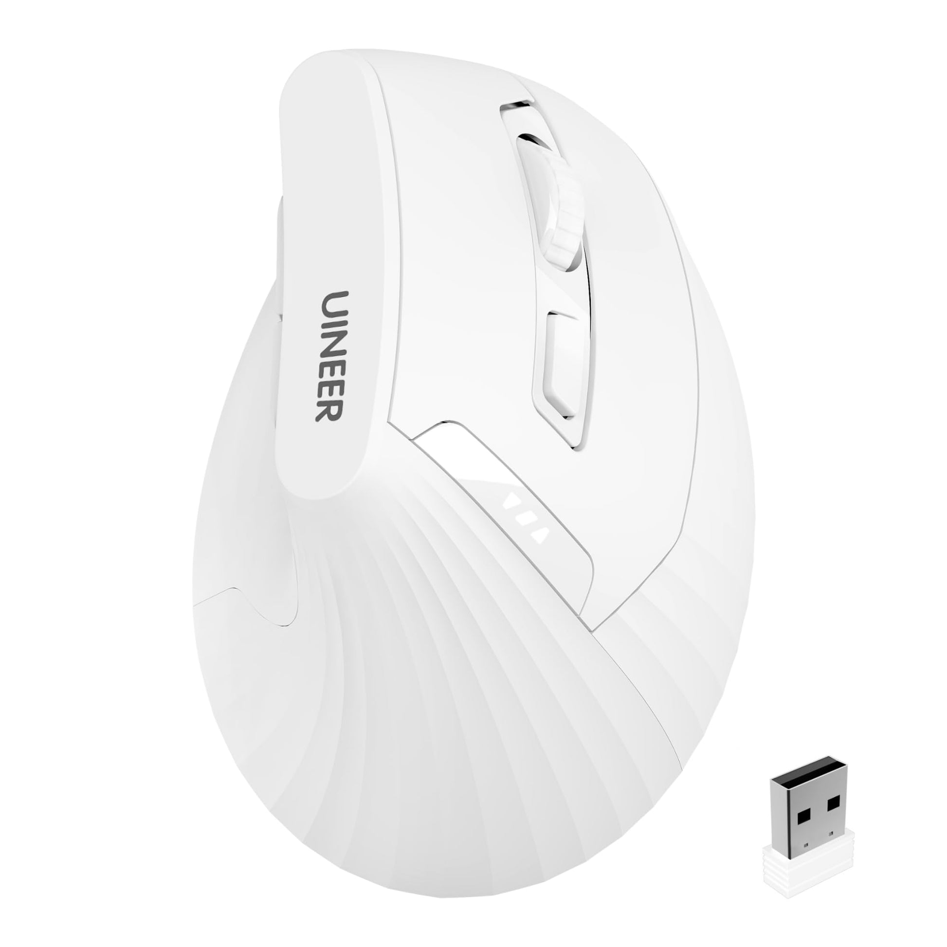 Uineer Vertical Mouse Wireless, 2.4G Rechargeable Mouse with Battery Indicator,4 Level DPI,Ergonomic Design for Comfort and Redu
