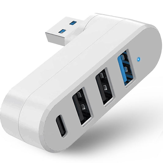 VIENON 4-Port USB 3.0 Hub [90/180 Rotatable], USB Splitter with 3 USB Ports & 1 USB C Power/Data Port, USB Extender for Laptops,