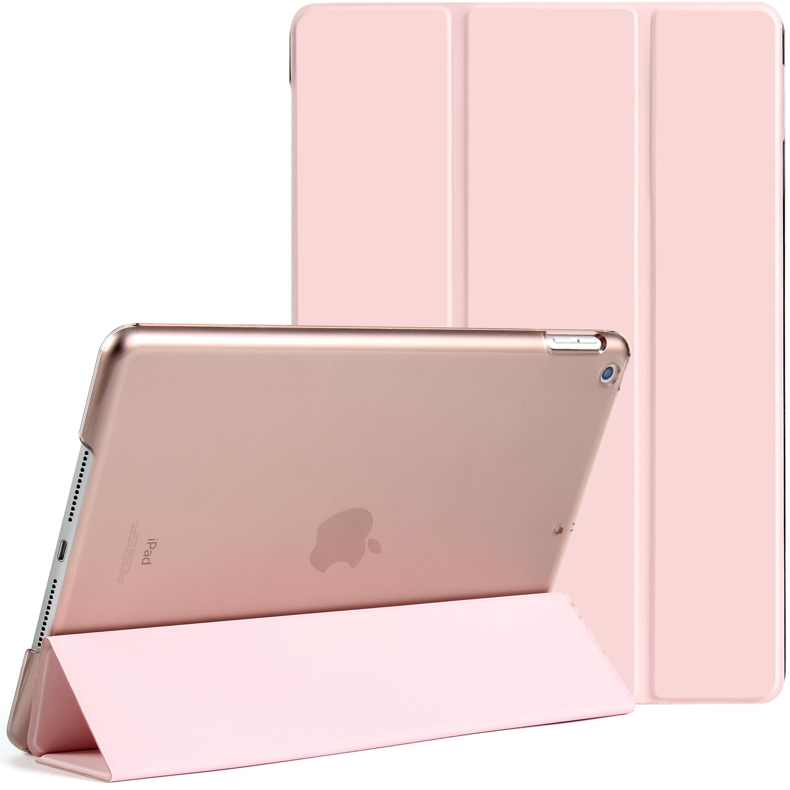 ProtUTab Case Compatible with iPad 9th Generation, Auto Wake/Sleep Translucent Frosted PC Back Case for iPad 8th/7th Generation,
