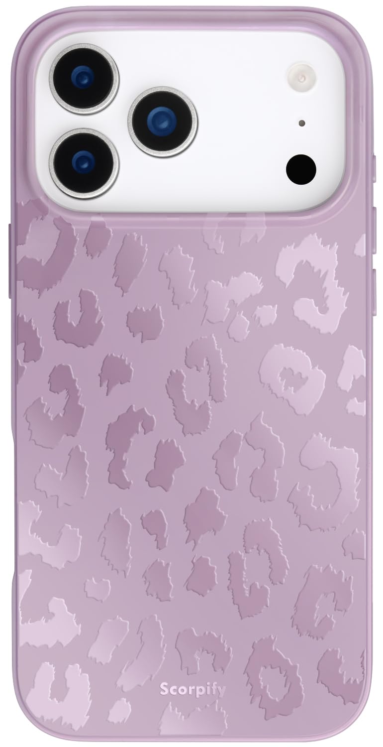 SCORPIFY for iPhone 17 Pro Max Case [Compatible with MagSafe] with Matte Lavender Leopard Cheetah Print Design, Cute Magnetic Ph