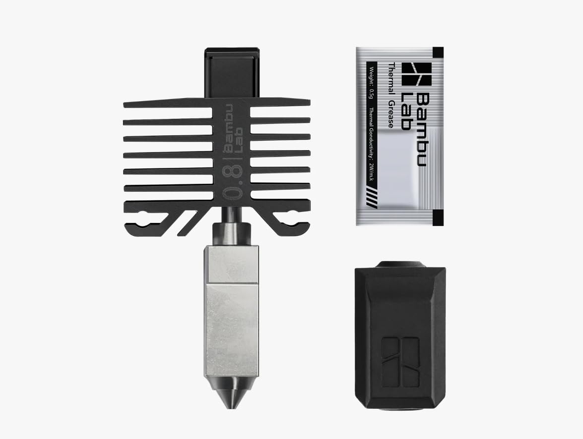 BAMBULAB Official Bambu Lab Hotend with Nozzle - X1 Series and P1 Series Compatible with P1S P1P X1C X1 Carbon 3D Printer (.8mm