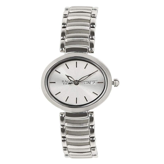 Titan Women Metal Silver White Dial Analog Watch -Nr2620Sm01, Band Color-Silver