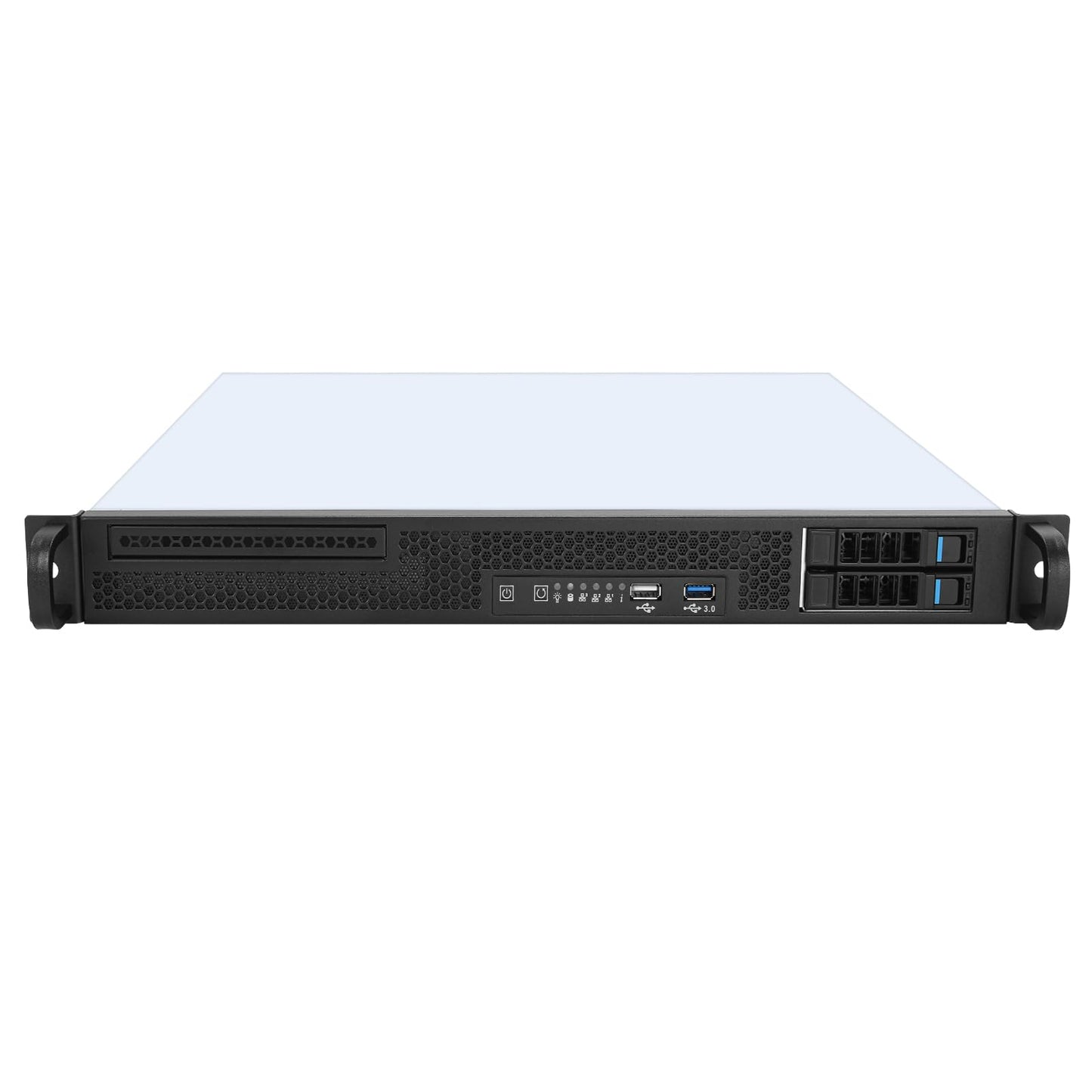 1U Rackmount Server Chassis, 19-Inch Industrial Computer Case with USB 3.0+2.0 Ports, hotswap 2 * 2.5, Black