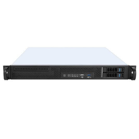 1U Rackmount Server Chassis, 19-Inch Industrial Computer Case with USB 3.0+2.0 Ports, hotswap 2 * 2.5, Black