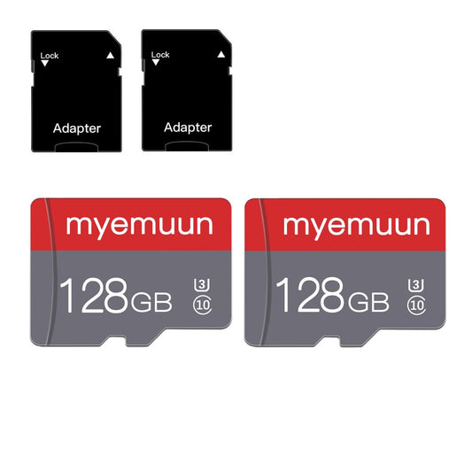 Two Pack Memory Cards TF Card 128GB with Adapter, C10 U3 UHS-1 A1, for Smartphone, Camera, Drone, Dash Cam, Action Cam (2 x 128G