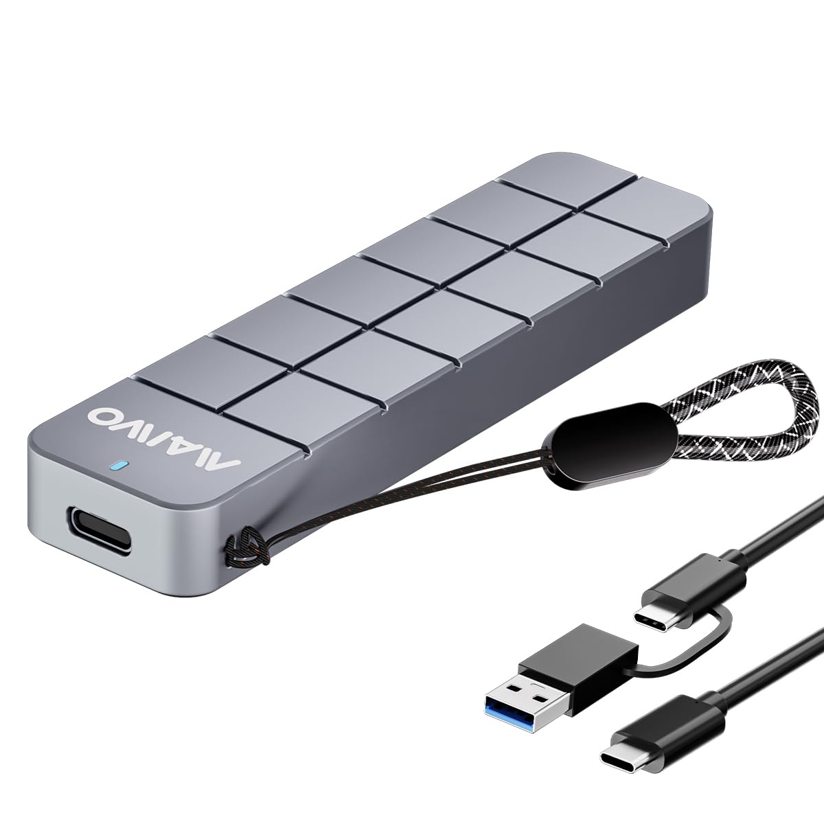 MAIWO M.2 NVMe SSD Enclosure USB3.2 GEN2 10Gbps, 8TB Capacity 2-in-1 Type-C Cable, USB C to M-Key PCIE NVME SSD Adapter Reader C
