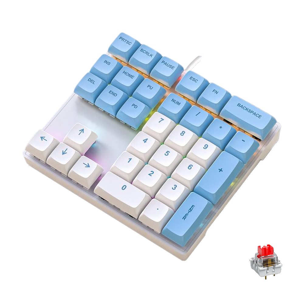 LINKEET Mechanical Numpad Rainbow Backlit Smooth Red Switches Wired USB Number Pad 33-Key NKRO Numeric Keypad with XDA PBT Keyca
