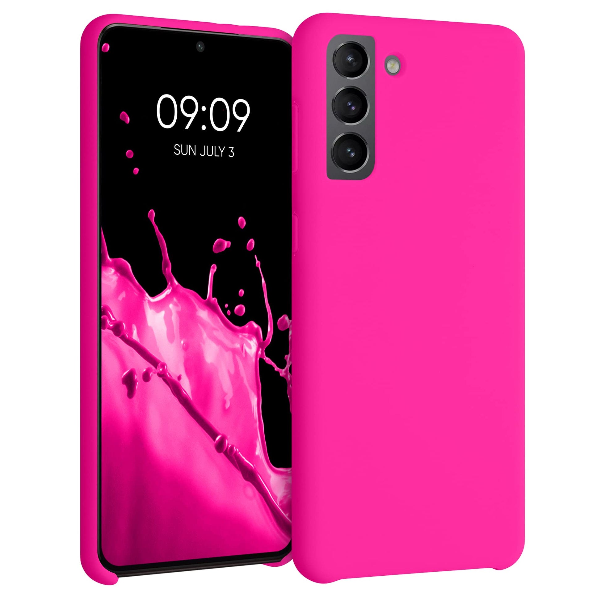 kwmobile Case Compatible with Samsung Galaxy S21 Plus Case - TPU Silicone Phone Cover with Soft Finish - Neon Pink