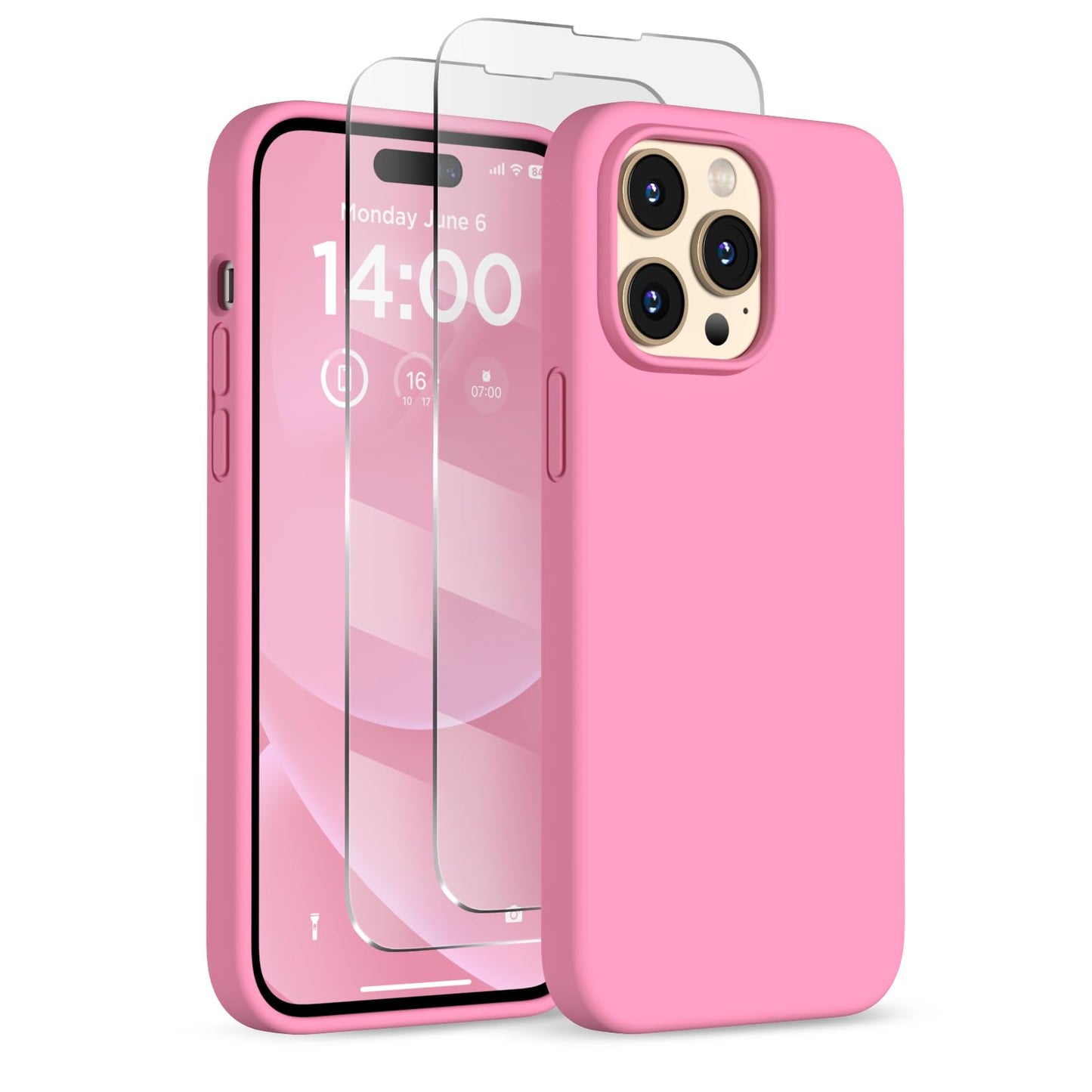 COFFKER Designed for iPhone 14 Pro Case, Liquid Silicone Case [2X Screen Protectors], Shockproof Protective Slim Thin Phone Case