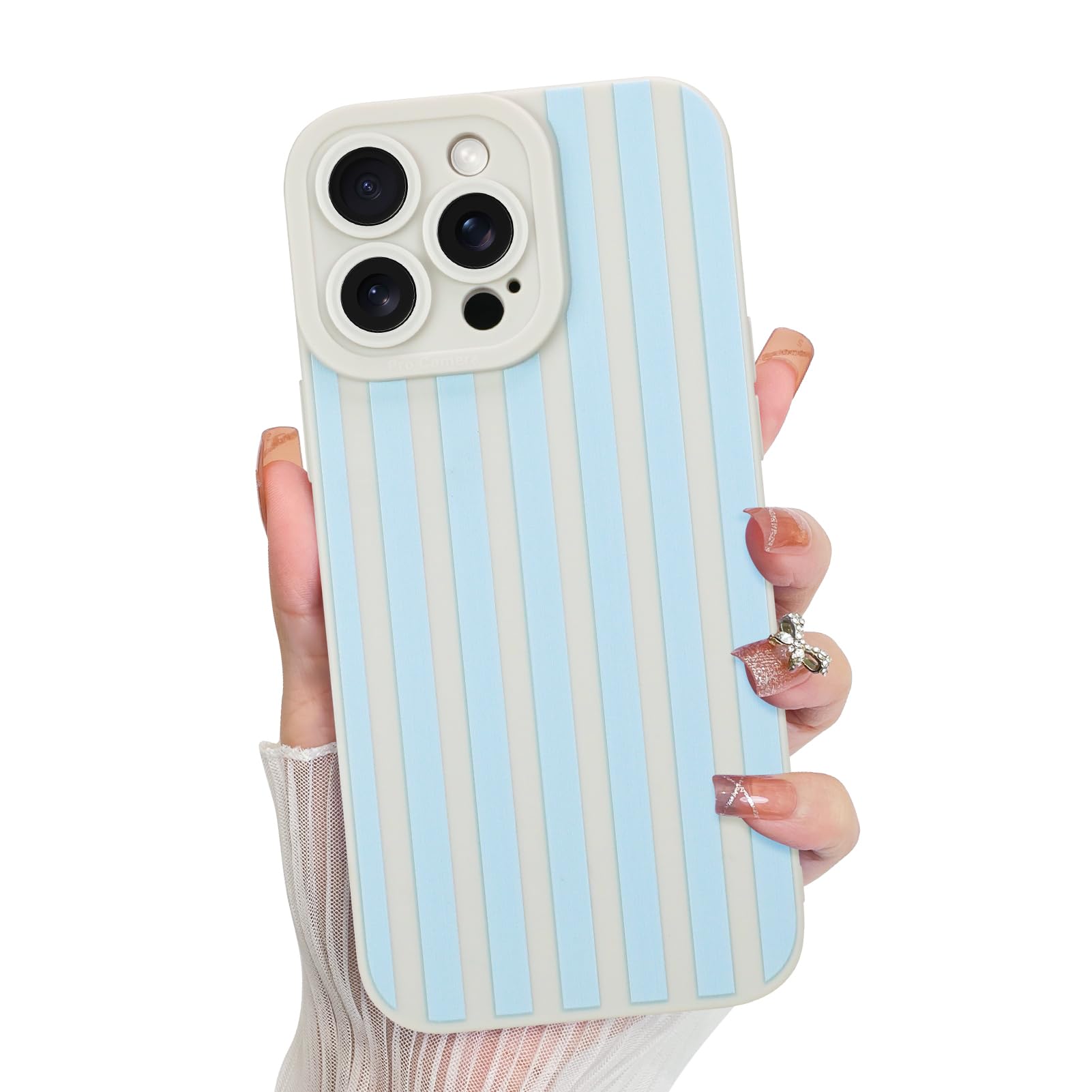 KANGHAR Compatible with iPhone 14 Pro Max Case, Silicone Stripes Cute Pattern, Camera Protection Soft Slim Phone Case for Phone