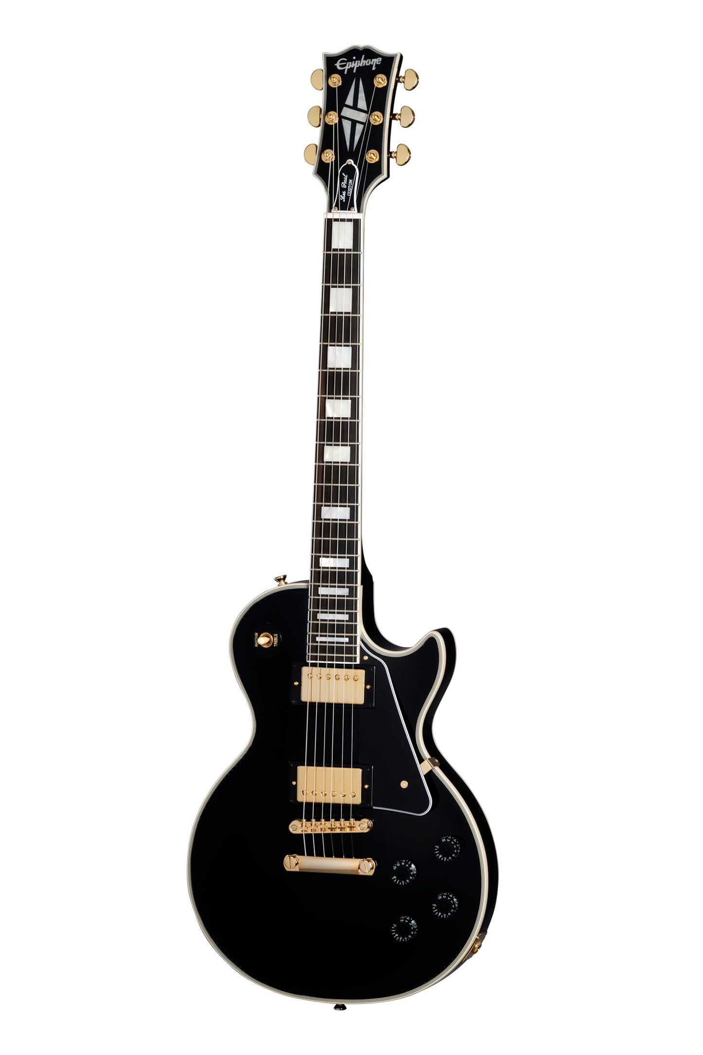Epiphone Inspired by Gibson Custom Les Paul Custom, Ebony Gold Hardware with Hard Case