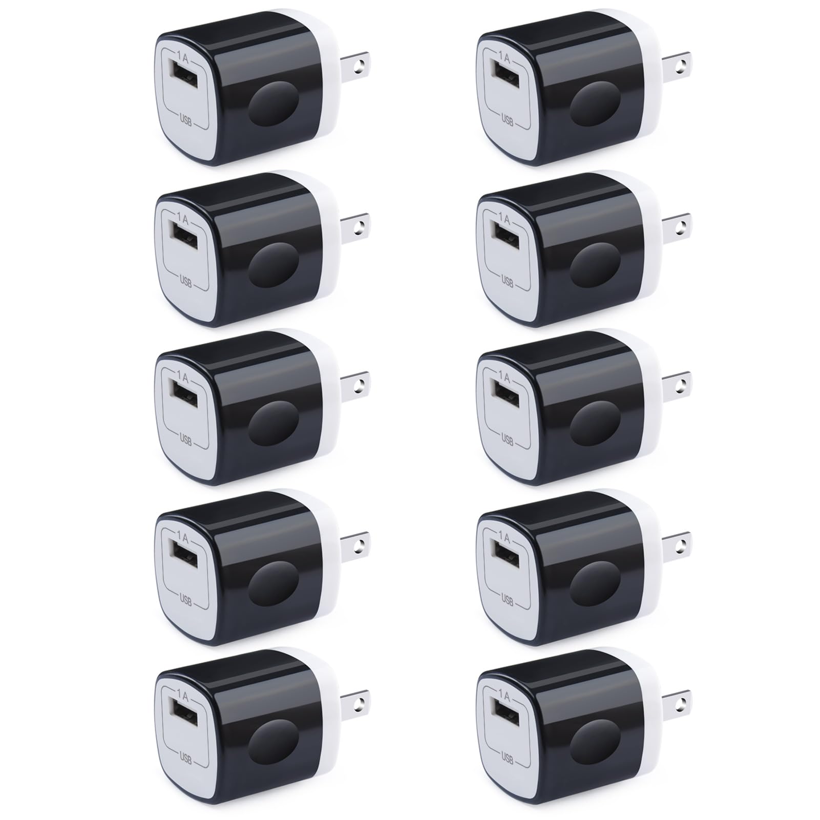 USB Charger Adapter, 1A Cube Charger Block 10PC Single Port Wall Outlet Charge USB Wall Plug Compatible iPhone 16/15/14/13/12/11