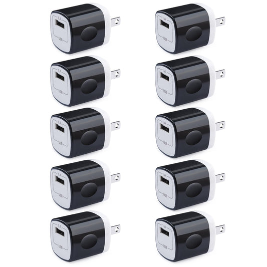 USB Charger Adapter, 1A Cube Charger Block 10PC Single Port Wall Outlet Charge USB Wall Plug Compatible iPhone 16/15/14/13/12/11
