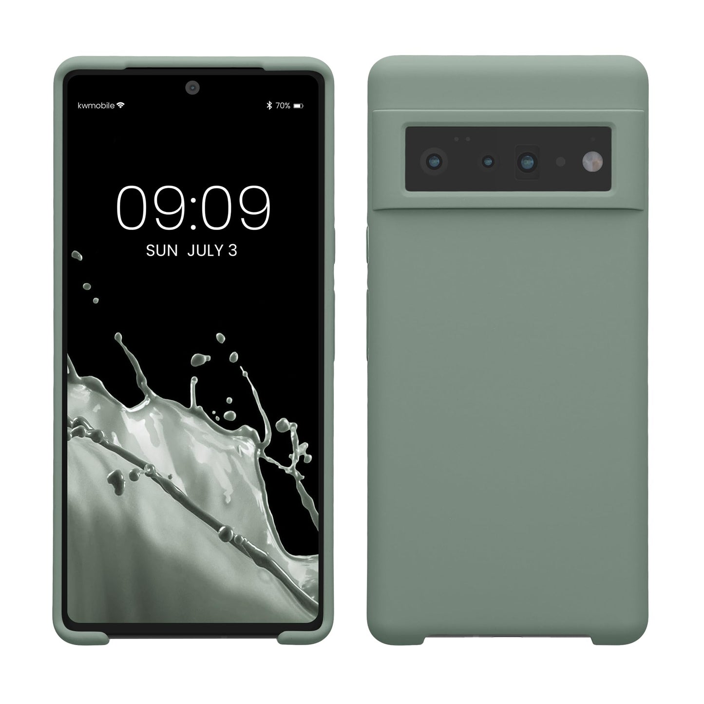 kwmobile Case Compatible with Google Pixel 6 Pro Case - TPU Silicone Phone Cover with Soft Finish - Rainwashed Green