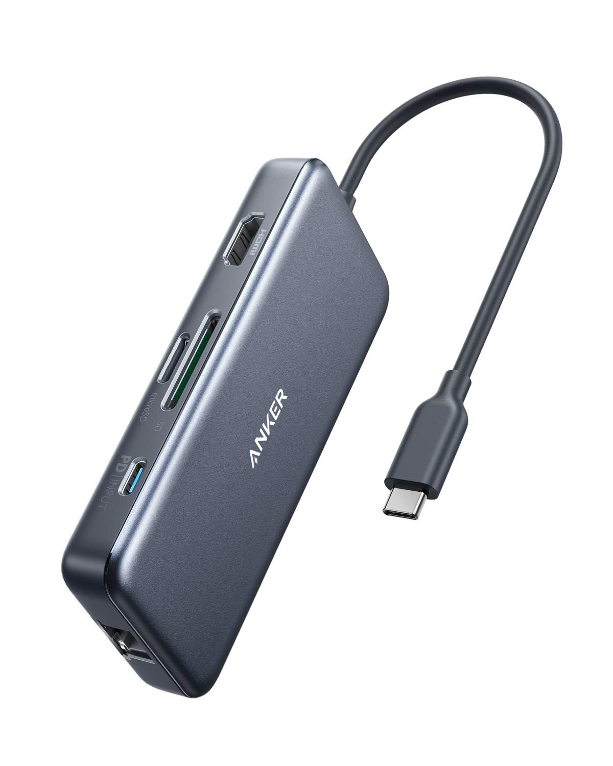 Anker USB C Hub, 7-in-1 USB C Adapter, with 4K HDMI, 60W Power Delivery, 1Gbps Ethernet, 2 3.0 Ports, SD and microSD Card Reader