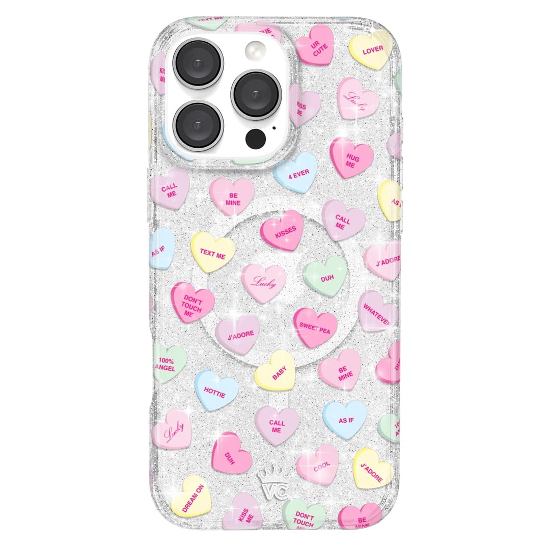 VELVET CAVIAR for iPhone 16 Pro Max Case - Compatible with MagSafe [10ft Drop Tested] - Valentines Day - Sweet Hearts Glitter