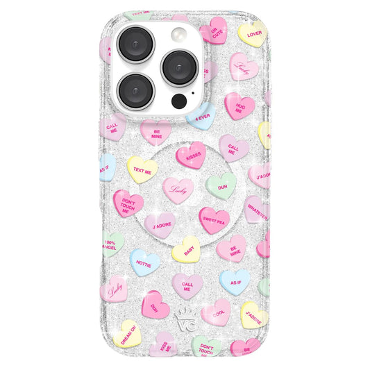 VELVET CAVIAR for iPhone 16 Pro Case - Compatible with MagSafe [10ft Drop Tested] - Valentines Day - Sweet Hearts Glitter