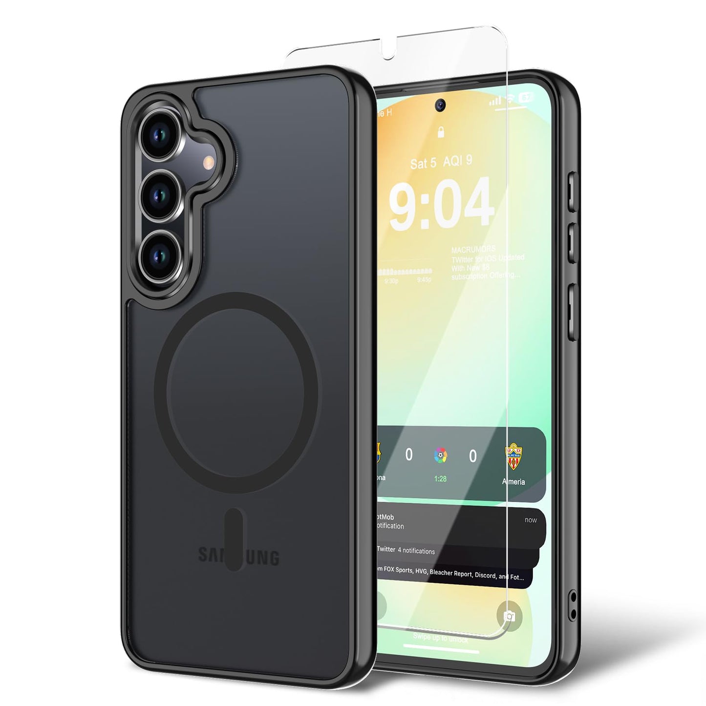 BPOASE for Samsung Galaxy S25 FE Case with Screen Protector, [Compatible with Magsafe] Ultra Slim Translucent Matte Shockproof P