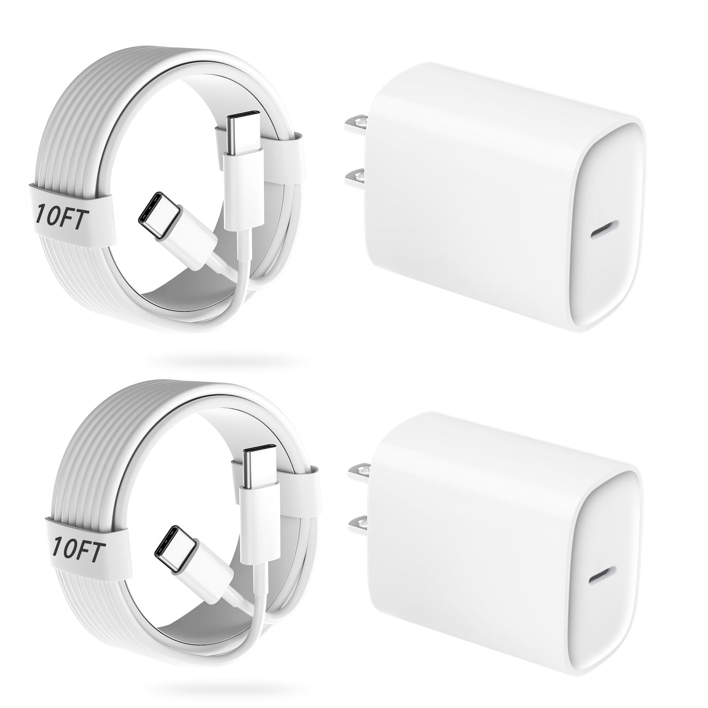 Duloch 20W Fast Charger for iPhone 17/16/15 Pro, 10FT USB C Cable, White, Model XKD252