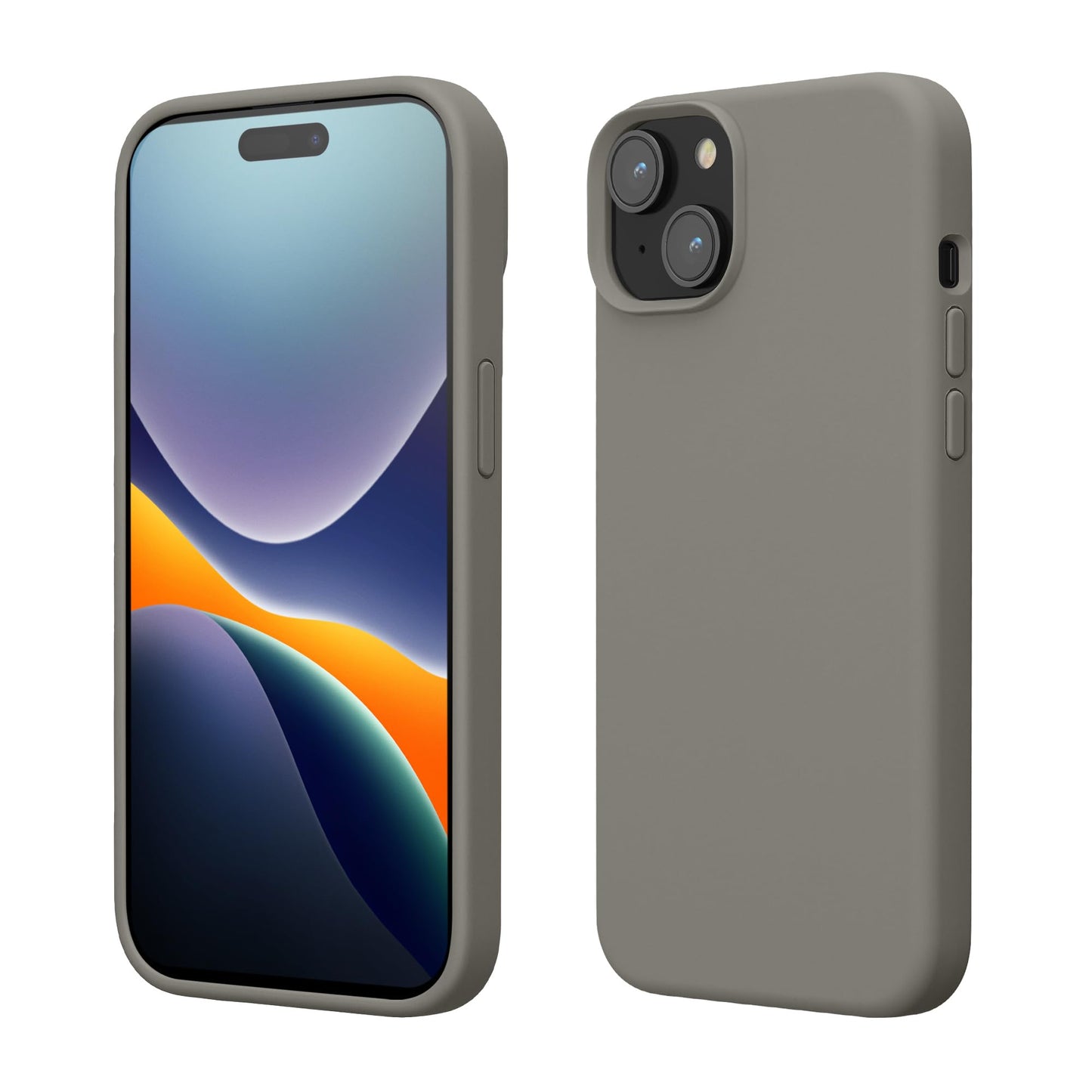 kwmobile Case Compatible with iPhone 15 Case - Slim Soft TPU Silicone Cover - Stone Dust