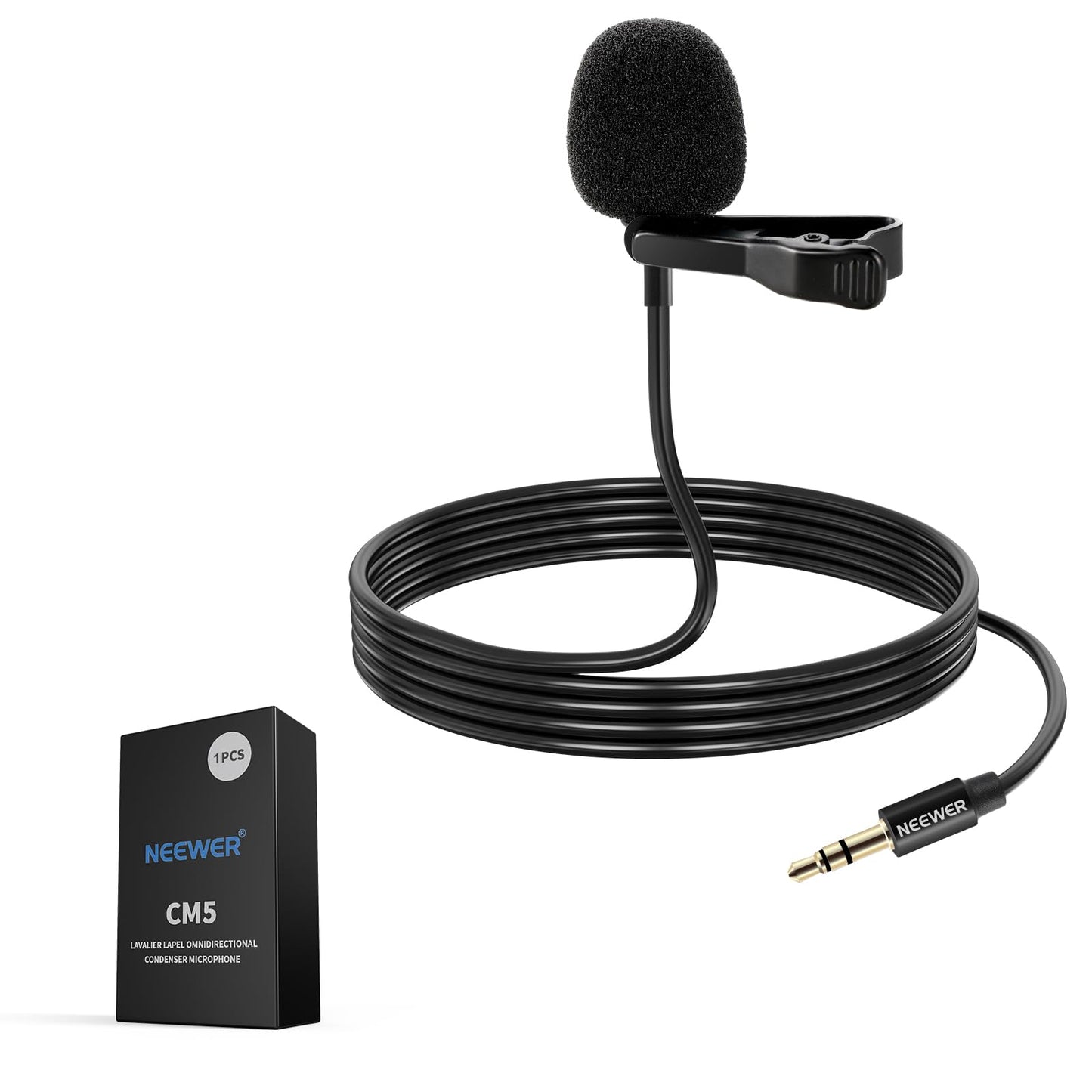 NEEWER Lavalier Lapel Microphone Compatible with Rode Wireless GO II 2 DJI Wireless Mic Transmitters, Omnidirectional Condenser
