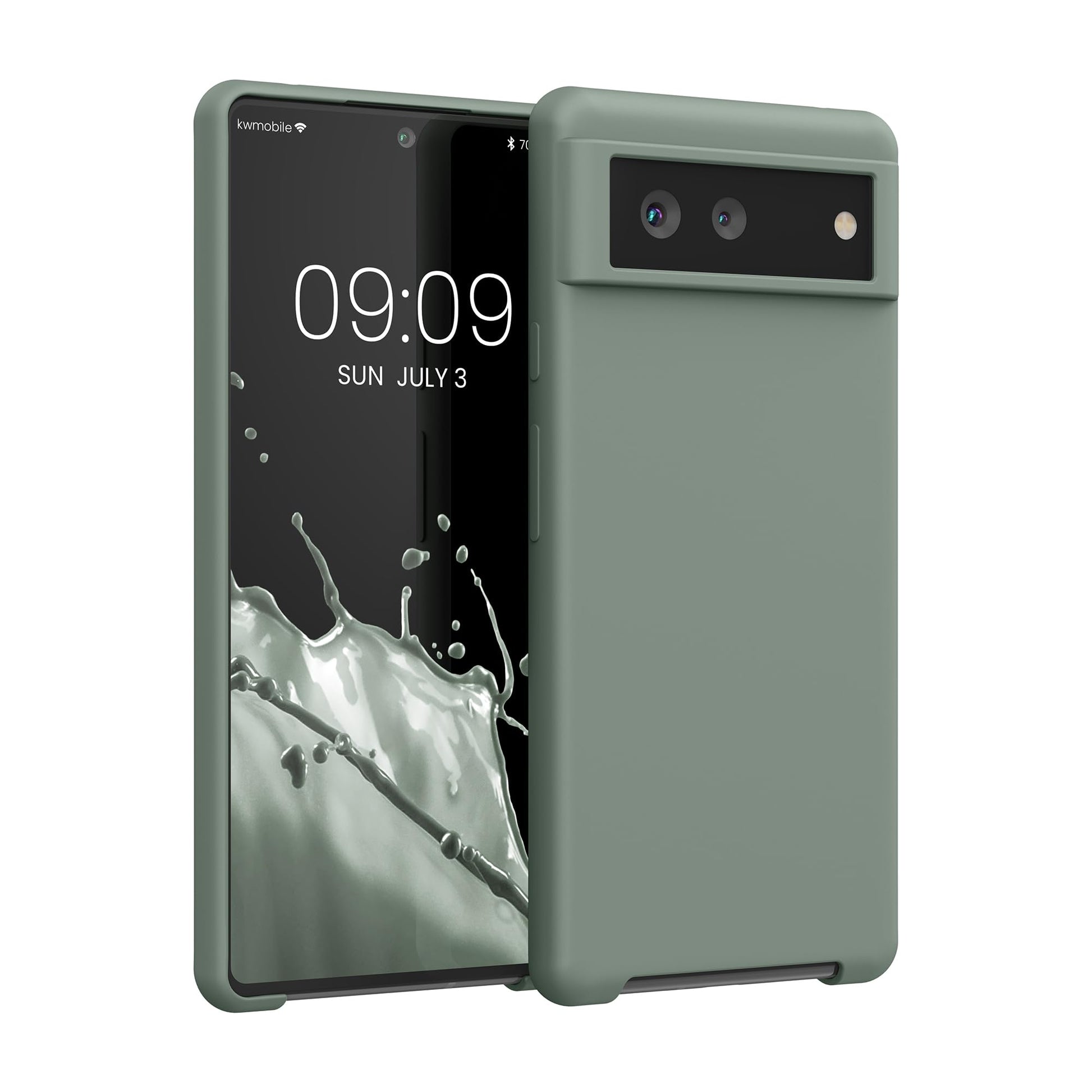 kwmobile Case Compatible with Google Pixel 6 Case - TPU Silicone Phone Cover with Soft Finish - Rainwashed Green