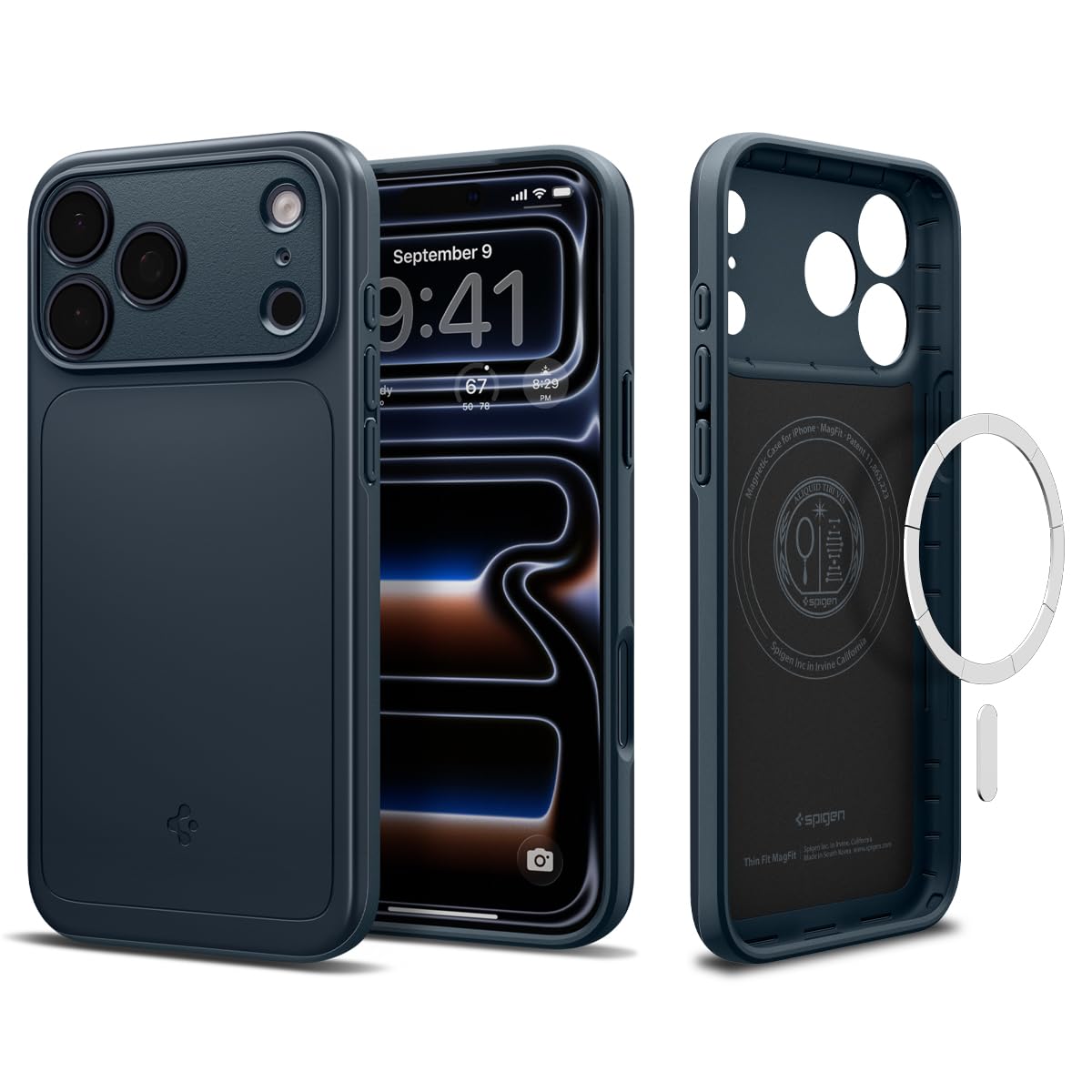 Spigen for iPhone 17 Pro Max Case, Thin Fit MagFit [TPU Covered Camera Control] [Compatible with MagSafe] - Metal Slate