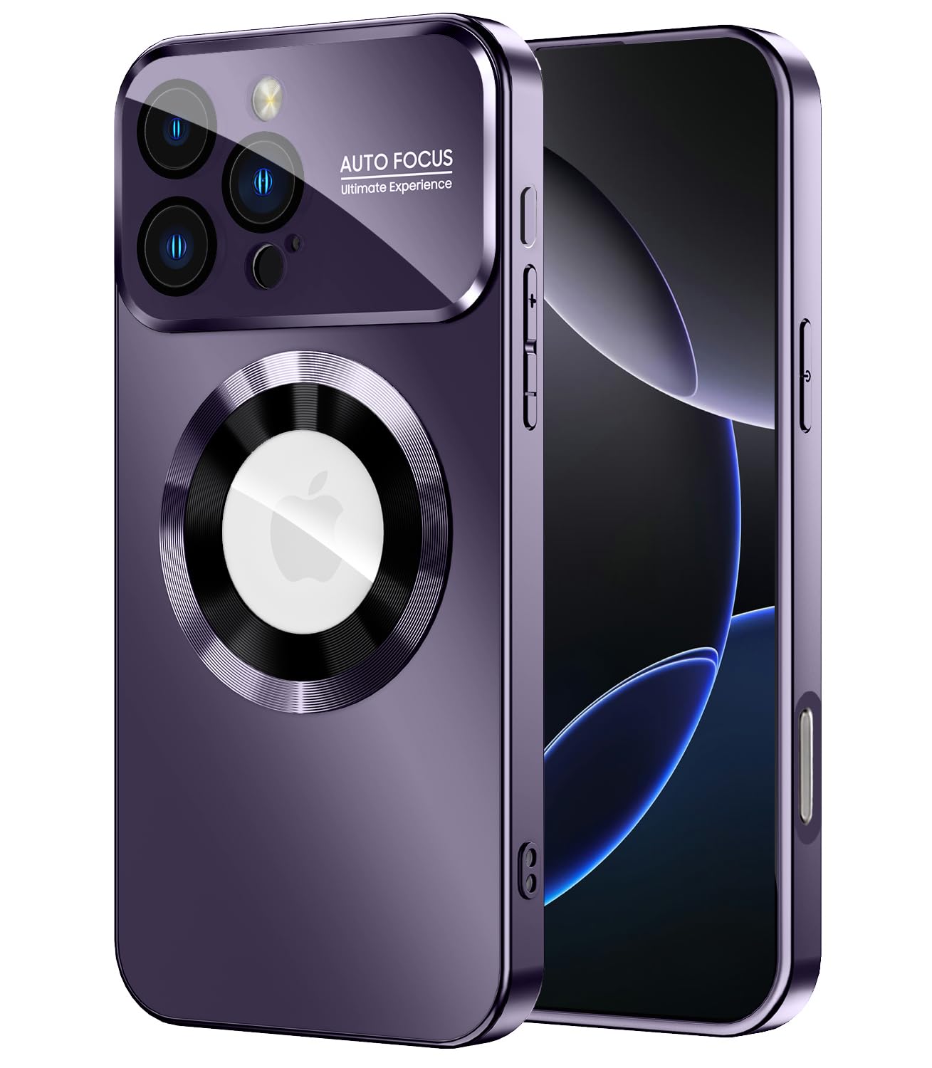 MAKAVO Magnetic for iPhone 16 Pro Max Case, Compatible with MagSafe, Built-in Camera Lens Protector, Logo View, Military Grade D