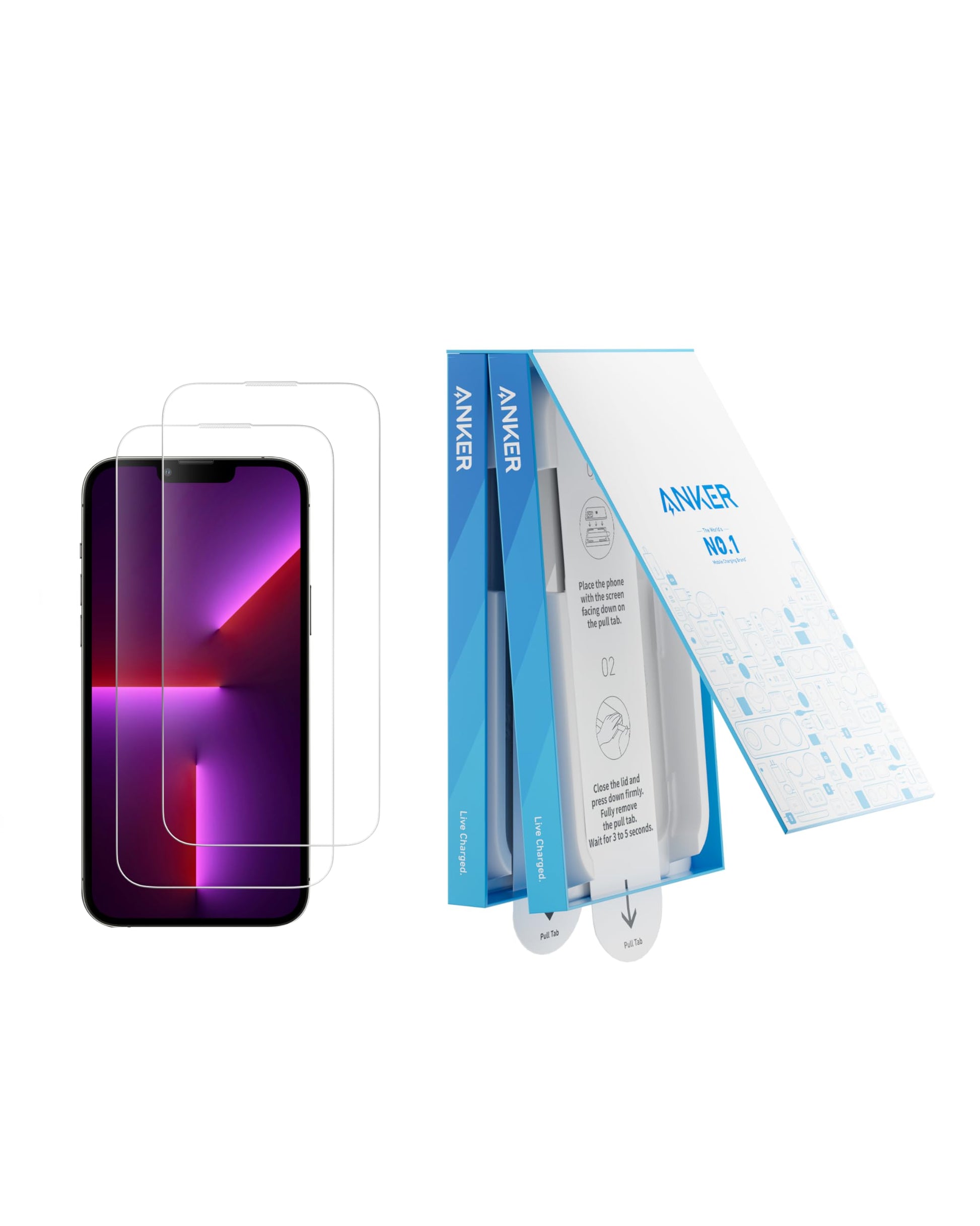 Anker Screen Protector for iPhone13 Pro Max/14 Plus, Bubble-and-Dust-Free iPhone HD Tempered Glass, Durable and Drop-Proof with
