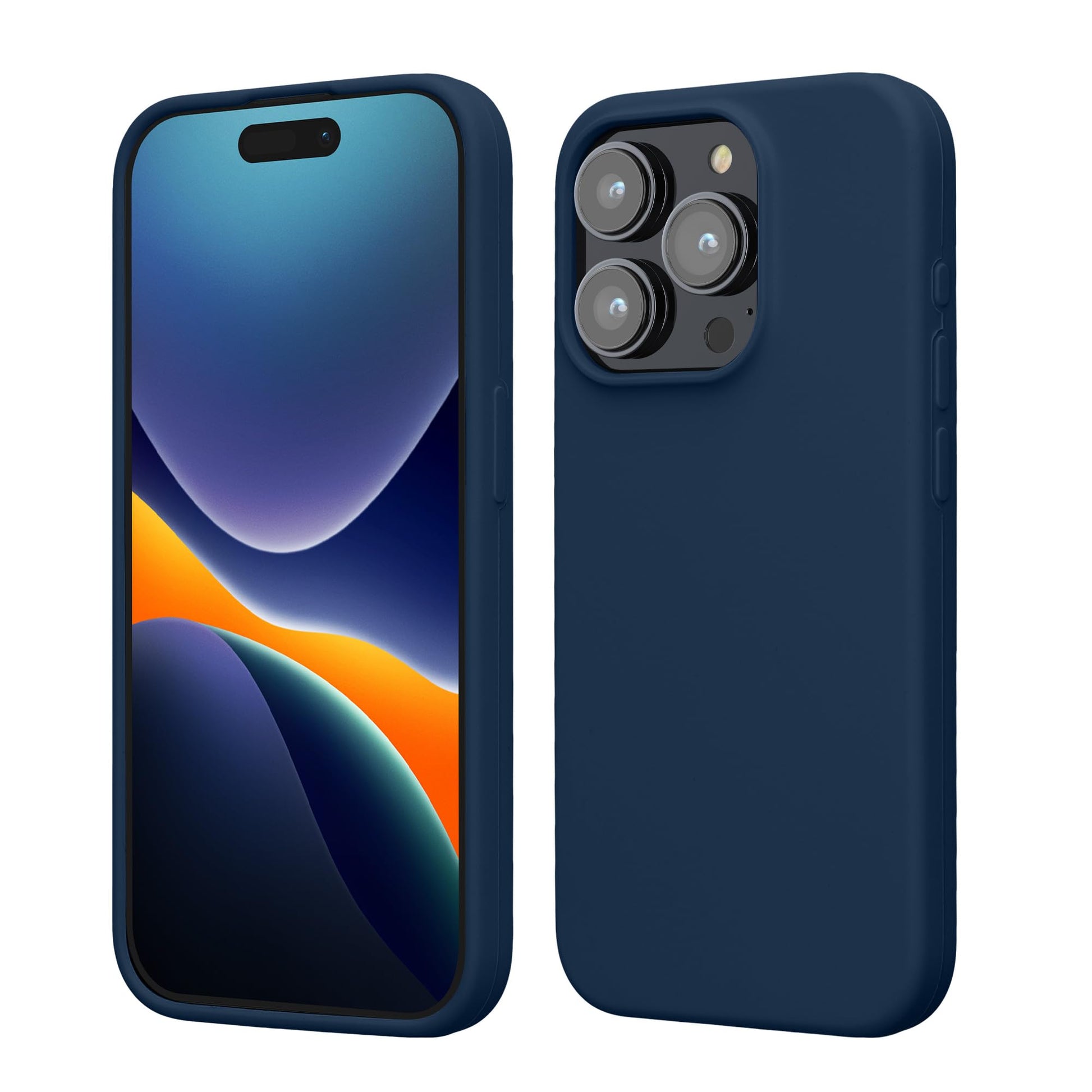 kwmobile Case Compatible with iPhone 15 Pro Case - Slim Soft TPU Silicone Cover - Navy Blue