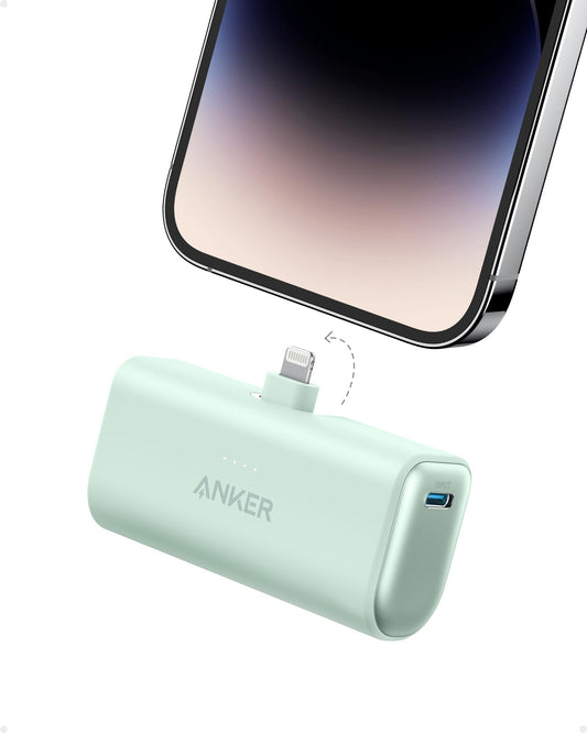 Anker Nano Portable Charger for iPhone, with Built-in MFi Certified Lightning Connector, Power Bank 5,000mAh 12W, Compatible wit