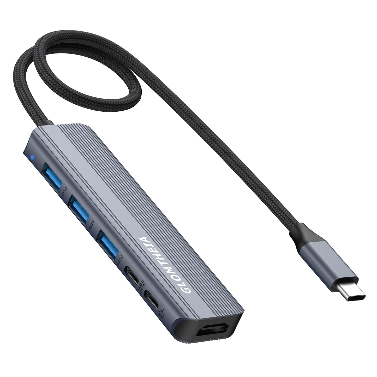 Glomtheia USB C Hub HDMI Multiport Adapter Dongles for MacBook Pro/Air Mac iPad Laptop, Tpye C Multiple Dock with 4k@30Hz HDMI,