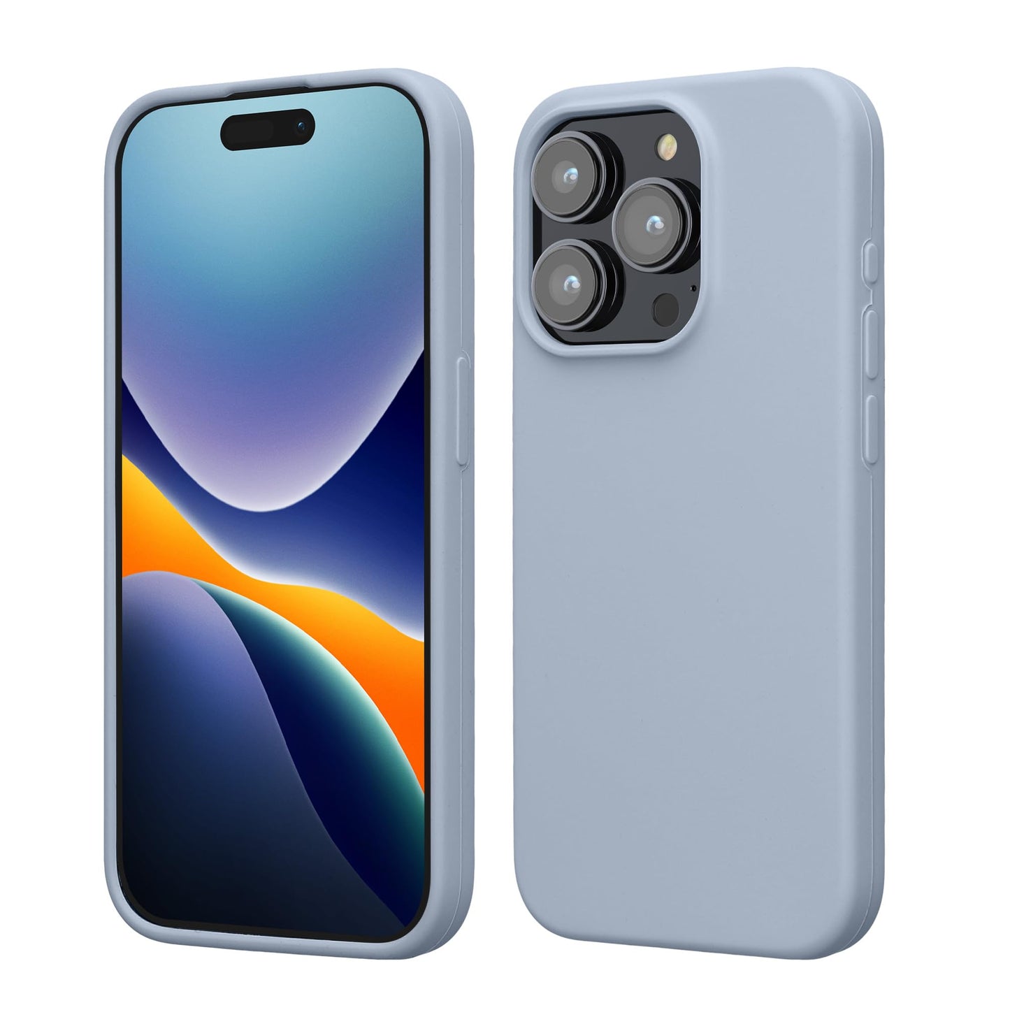 kwmobile Case Compatible with iPhone 15 Pro Case - Slim Soft TPU Silicone Cover - Light Blue Matte
