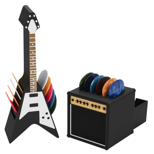 HETOETF Guitar Picks Holder Box, Pick Display Holder, Amp Speaker Styled Pick Holder and V-Shaped Guitar Pick Holder, Pick Stora