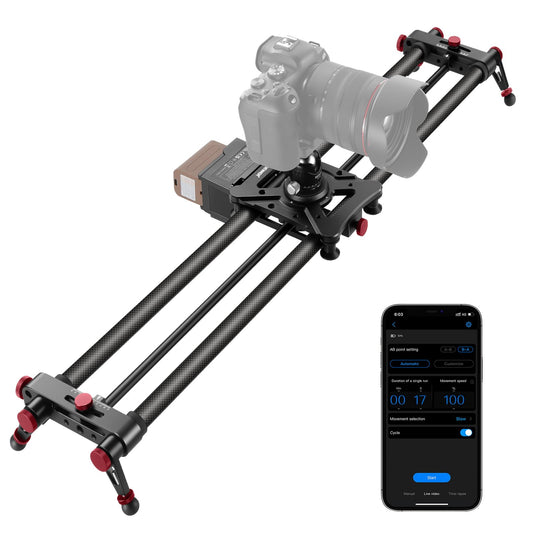 NEEWER 31.5/80cm Motorized Camera Slider, App Wireless Control DSLR Carbon Fiber Dolly Rail Slider with 4400mAh F750 Battery (Ch