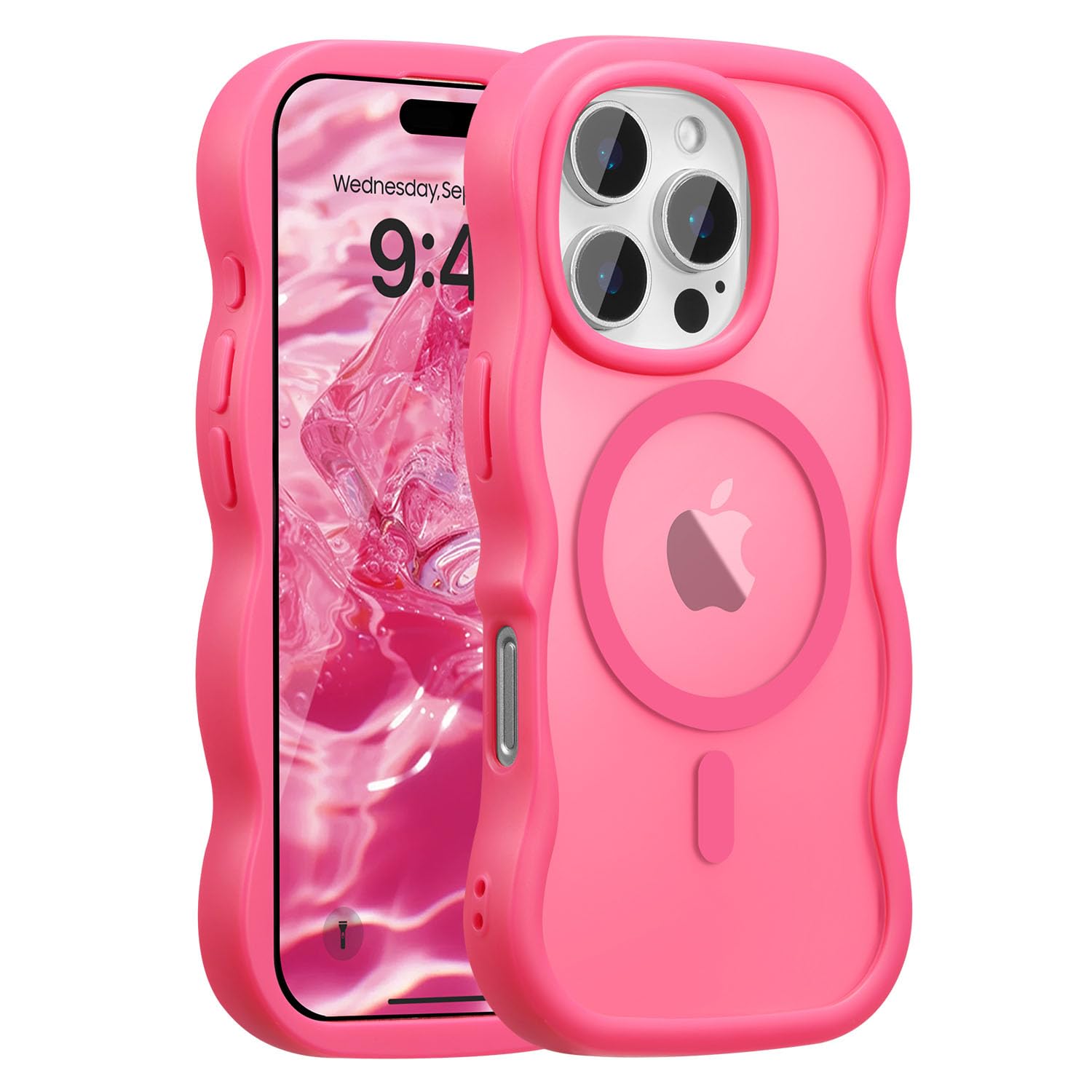 UEEBAI Magnetic for iPhone 12/12 Pro Case, Compatible with MagSafe, Transparent Wave Frame Design Case Soft Edge Cover Cute Clea